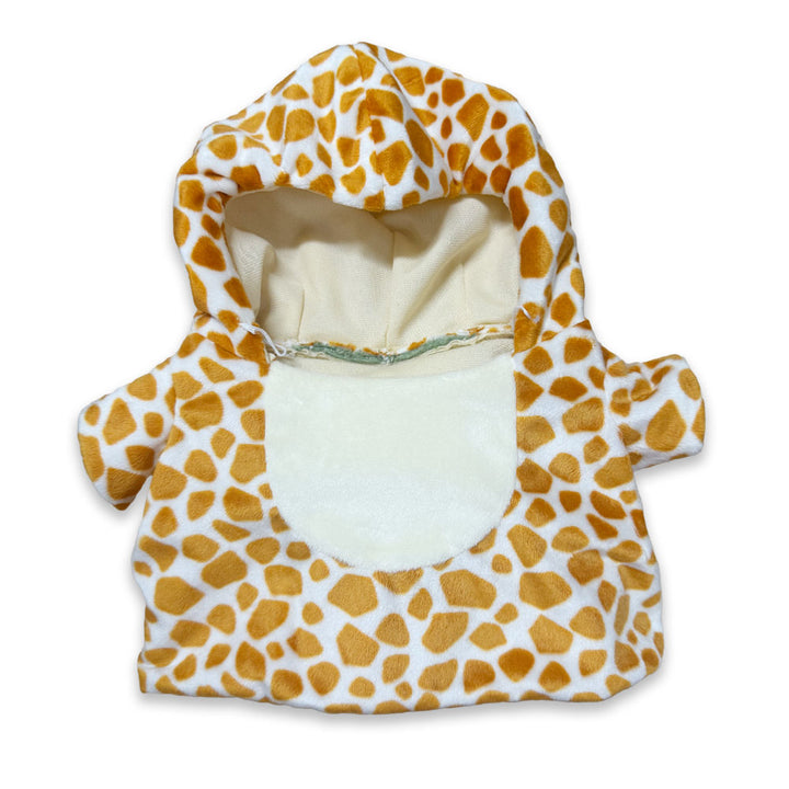 A small hooded garment made from sustainable materials, featuring a sea turtle design, crafted for a pet or stuffed animal, displayed on a white background. Product Name: Plushy’s Closet Sea Turtle Costume.