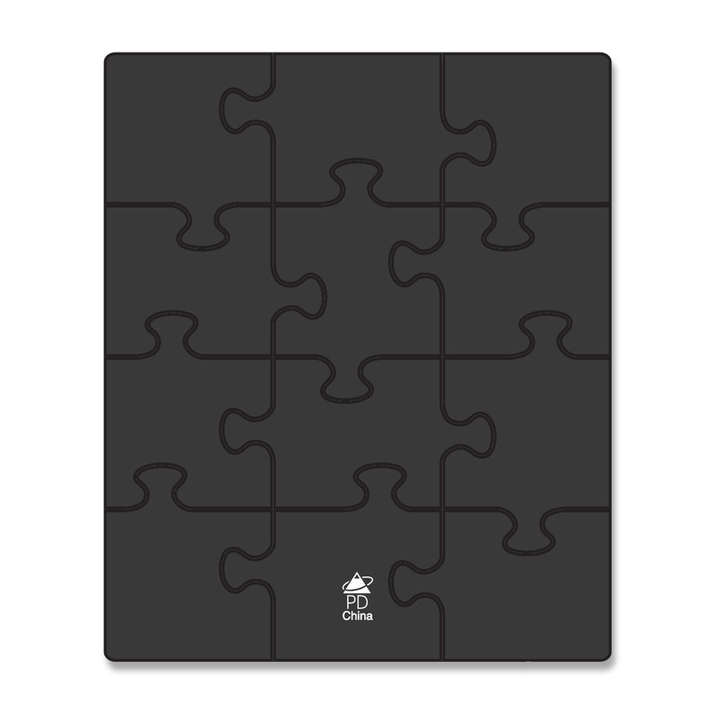 The Shedd Aquarium Red White & Ocean Blue Puzzle Magnet is a black rectangular jigsaw puzzle with twelve pieces, one featuring a white PD China logo—an eye-catching patriotic keepsake inspired by Shedd Aquarium souvenirs.