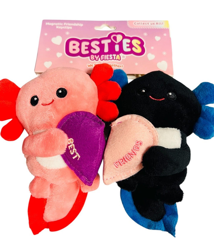 Pair of Axolotl Magnetic Friendship Keyclips  closeup